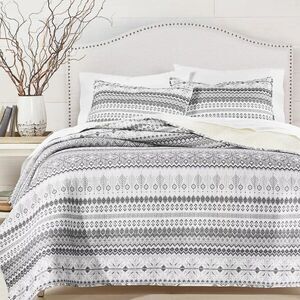 MARTHA STEWART COLLECTION Fair Isle Quilted Flannel TwinXL Gray